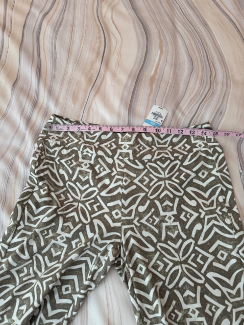 NEW! J. McLaughlin Carmel Pants Pull On Stretch Tan/Cream Nile Geo Print Size S - Picture 8 of 12